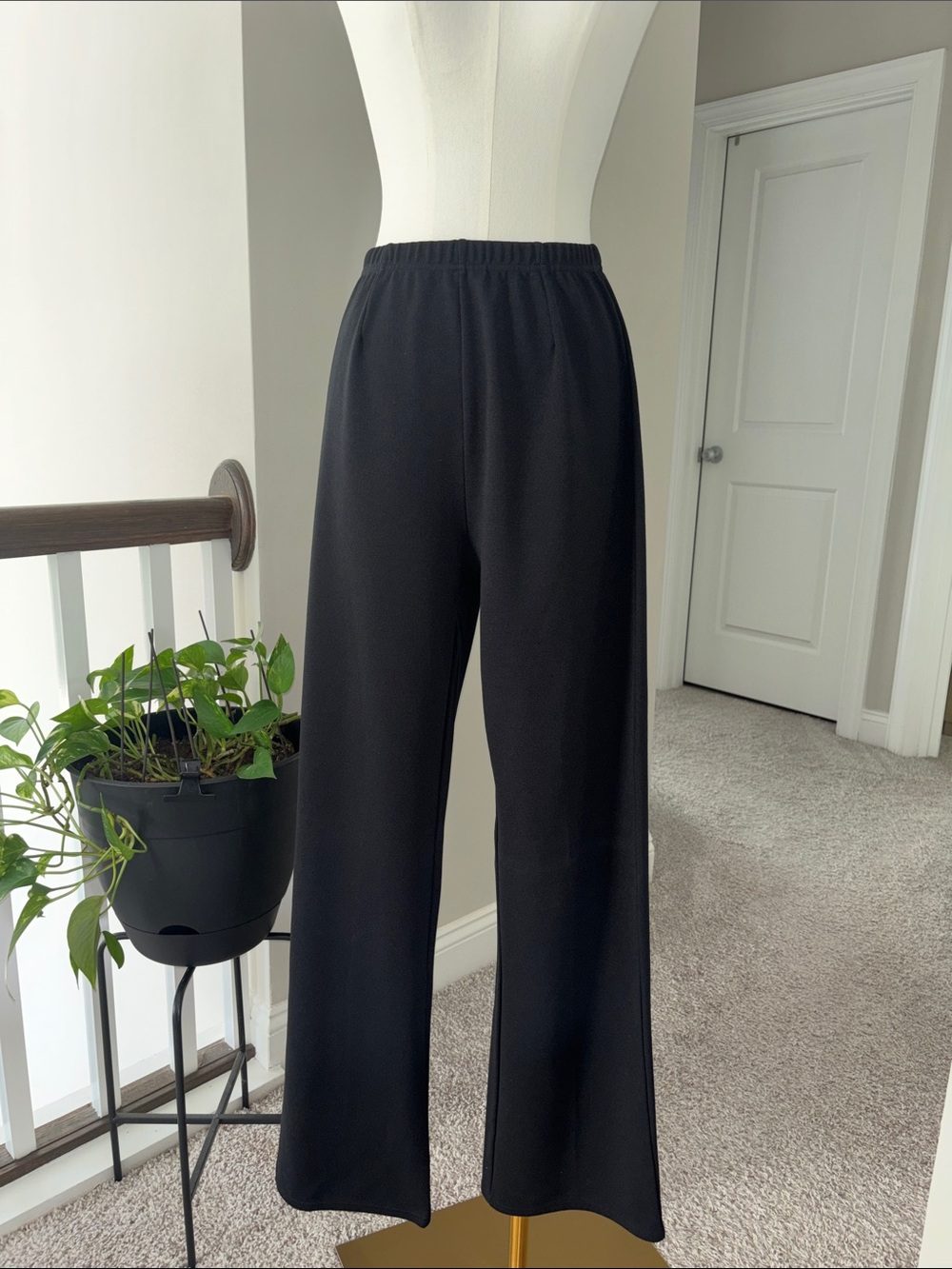 Wide-Leg Black Pull-On Pants